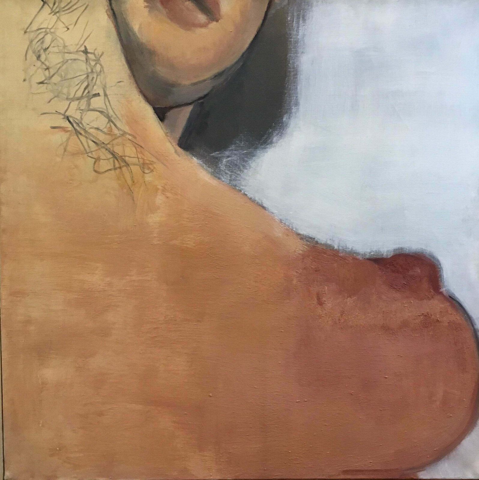 élisabeth Dujarric De La Rivièrehuge 1970s Parisian Nude Portrait Modernist Original Oil Painting Signed1979