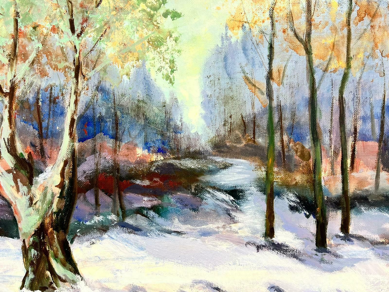 Fernand Maurettesigned French Post Impressionist Oil Winter Landscape With Snowy River photo 2043.0