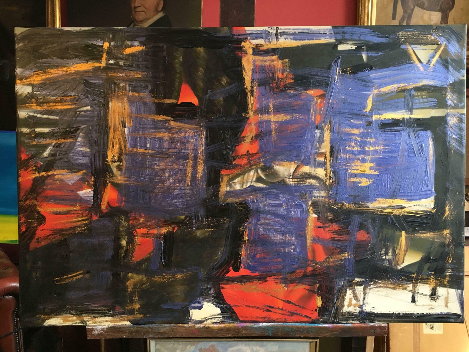 Unknownabstract Oil Painting, Purple, Gold And Red Colourc. 2000 photo furniture