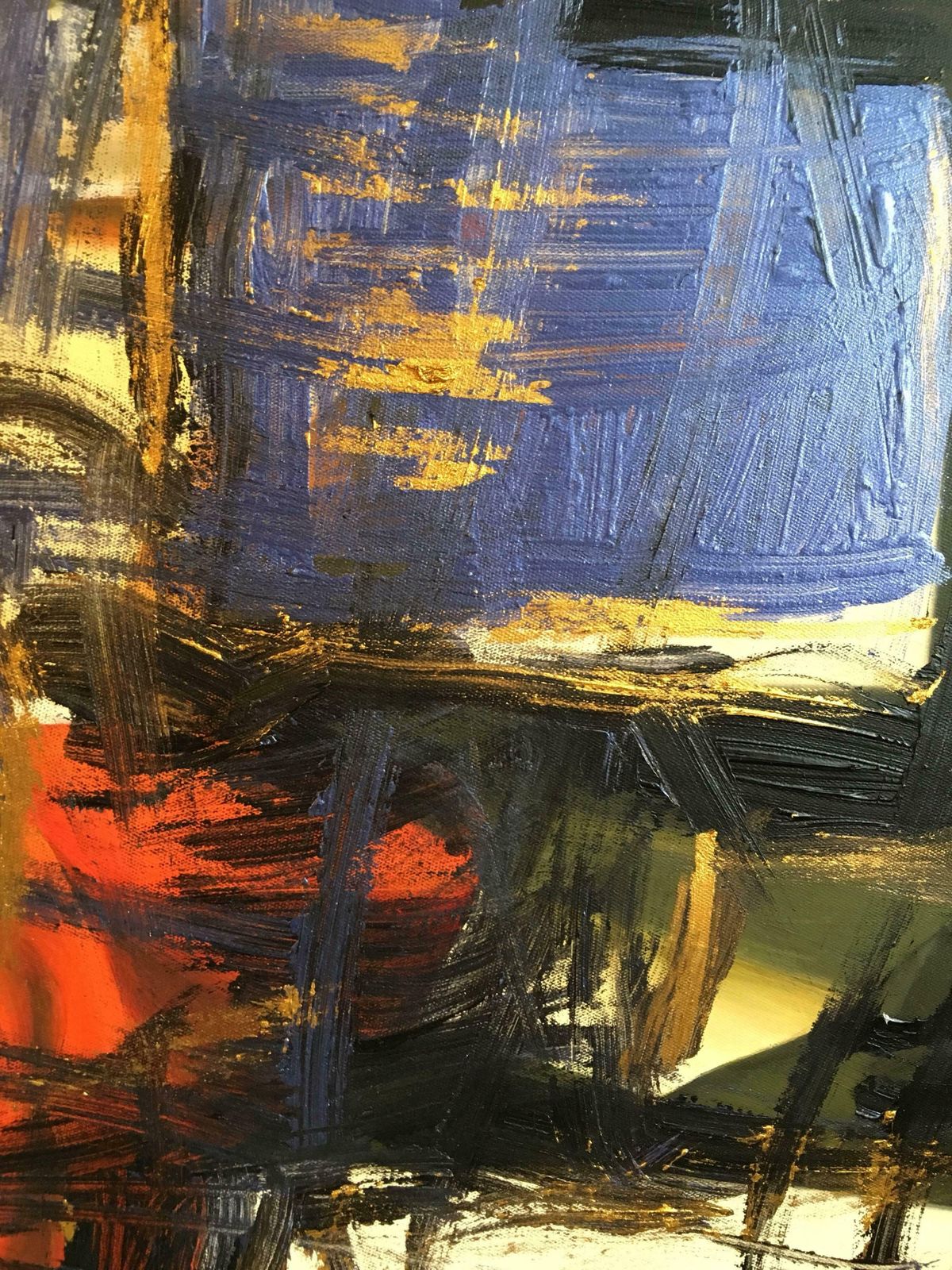 Unknownabstract Oil Painting, Purple, Gold And Red Colourc. 2000 photo Art