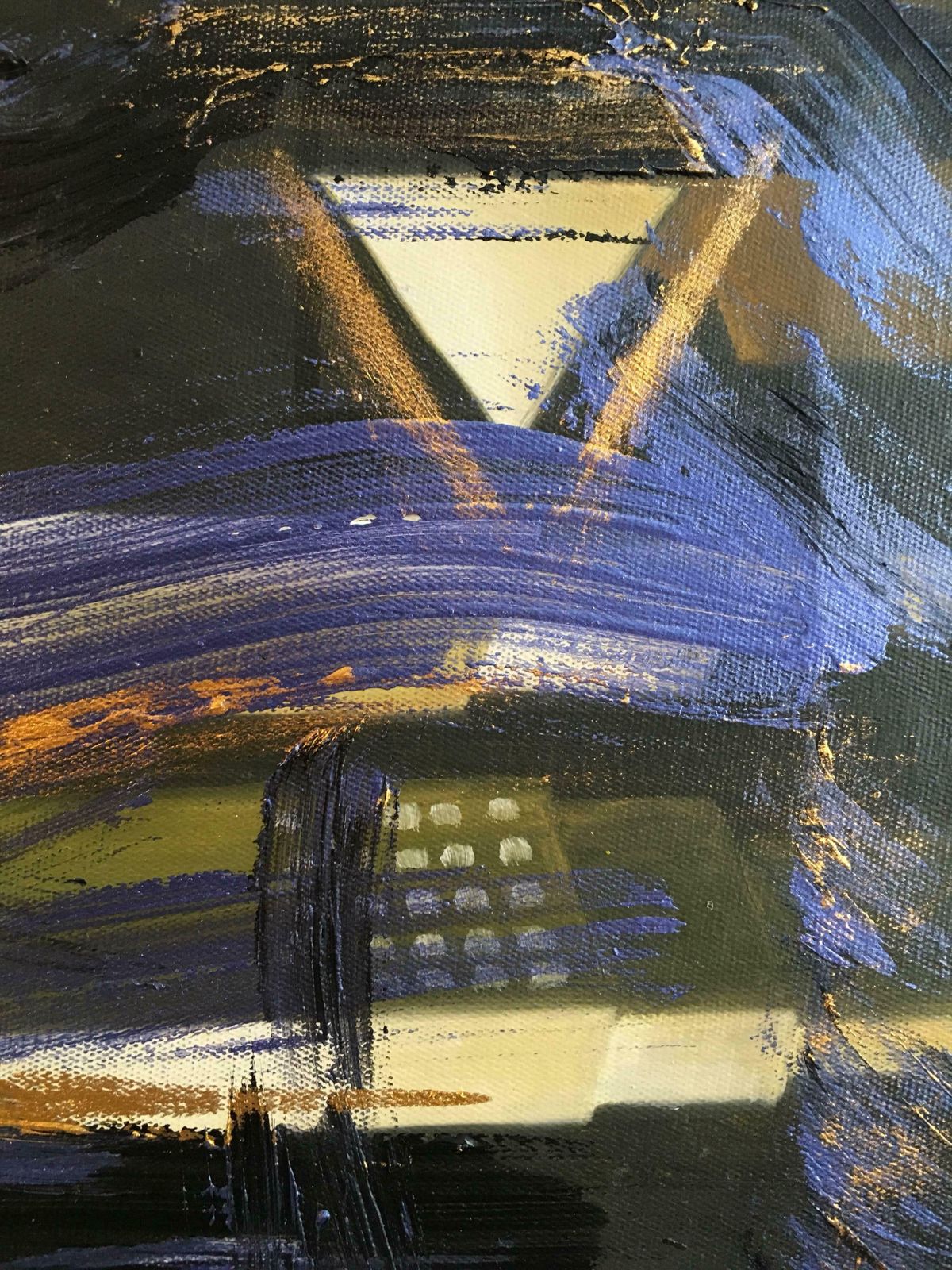 Unknownabstract Oil Painting, Purple, Gold And Red Colourc. 2000 photo vinterior