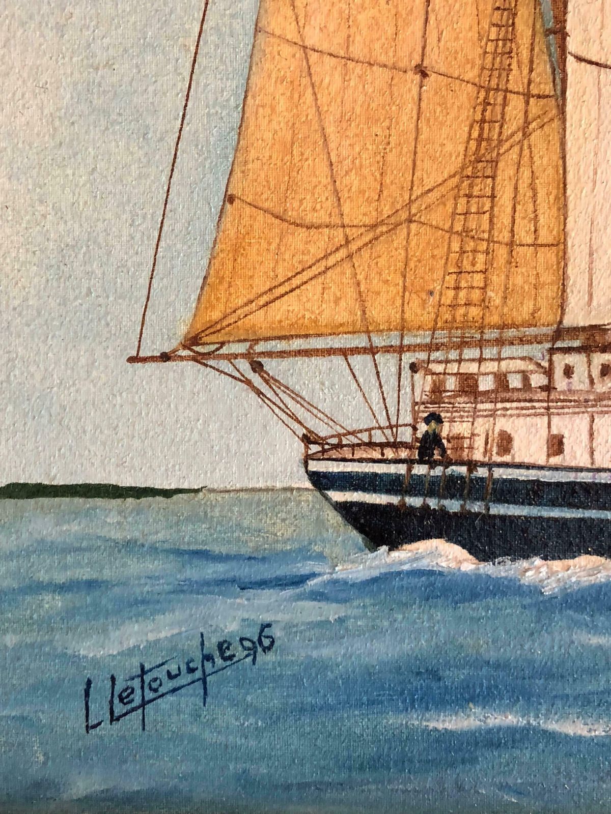 Louis Letoucheregina Maris Ship, Signed Oil Paintingc. 1996 photo for sale