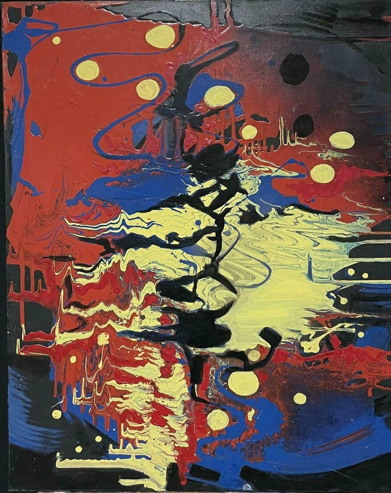 French Schoolhuge French Modern Abstract Expressionist Painting Splash & Blur Of Colors