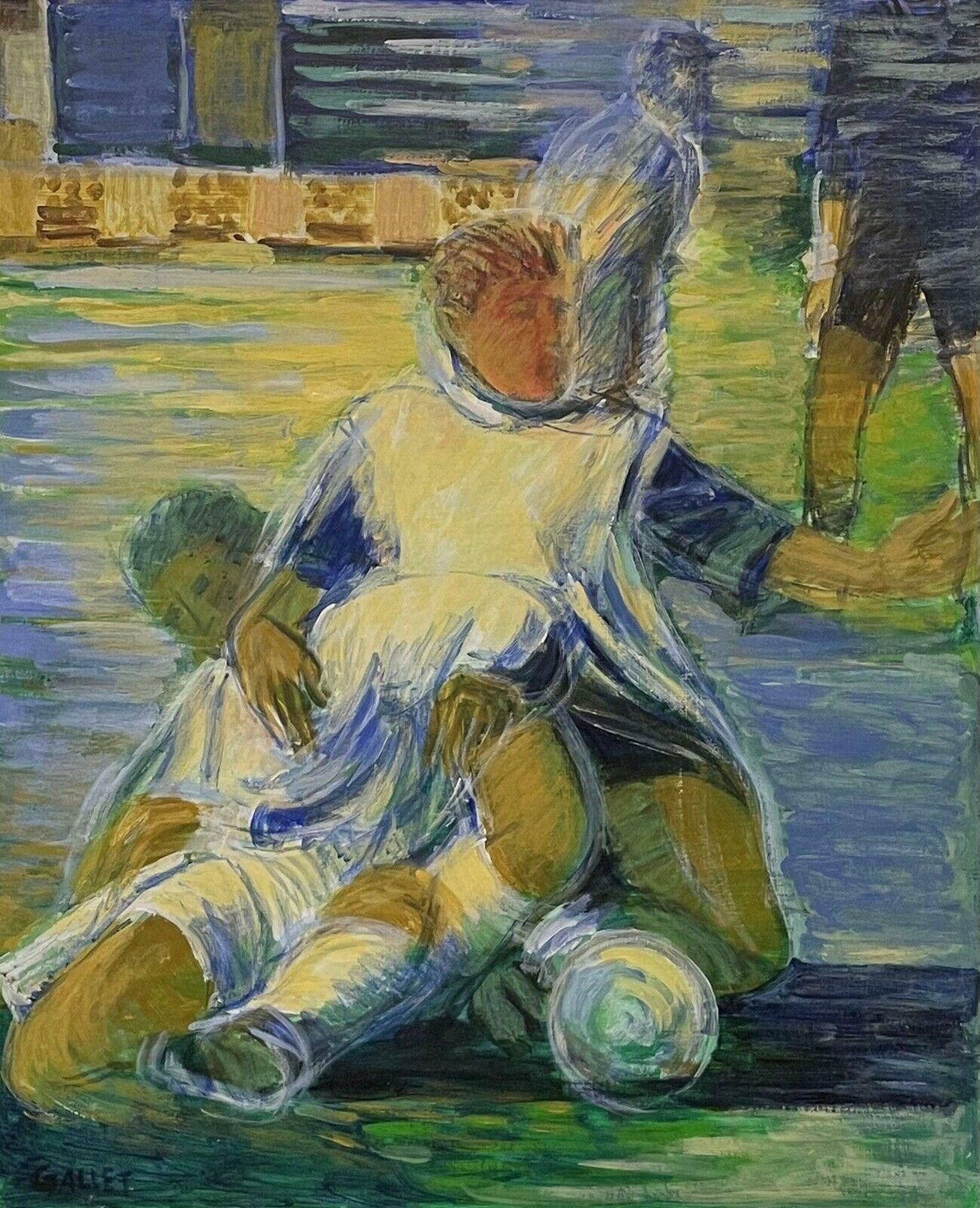 Jostne Galletthe Football Match, Large Original French 20th Century Oil Painting1998