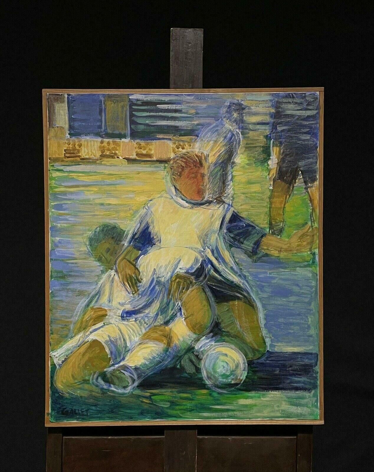 Jostne Galletthe Football Match, Large Original French 20th Century Oil Painting1998 photo furniture