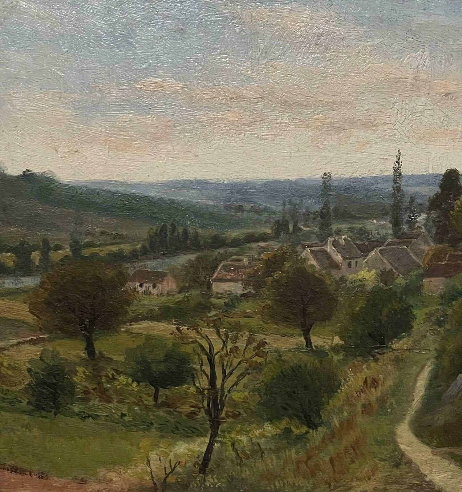 Antique Frenchfrench Landscape Far Reaching Panoramic Views, Indistinctly Signed Oil photo for sale