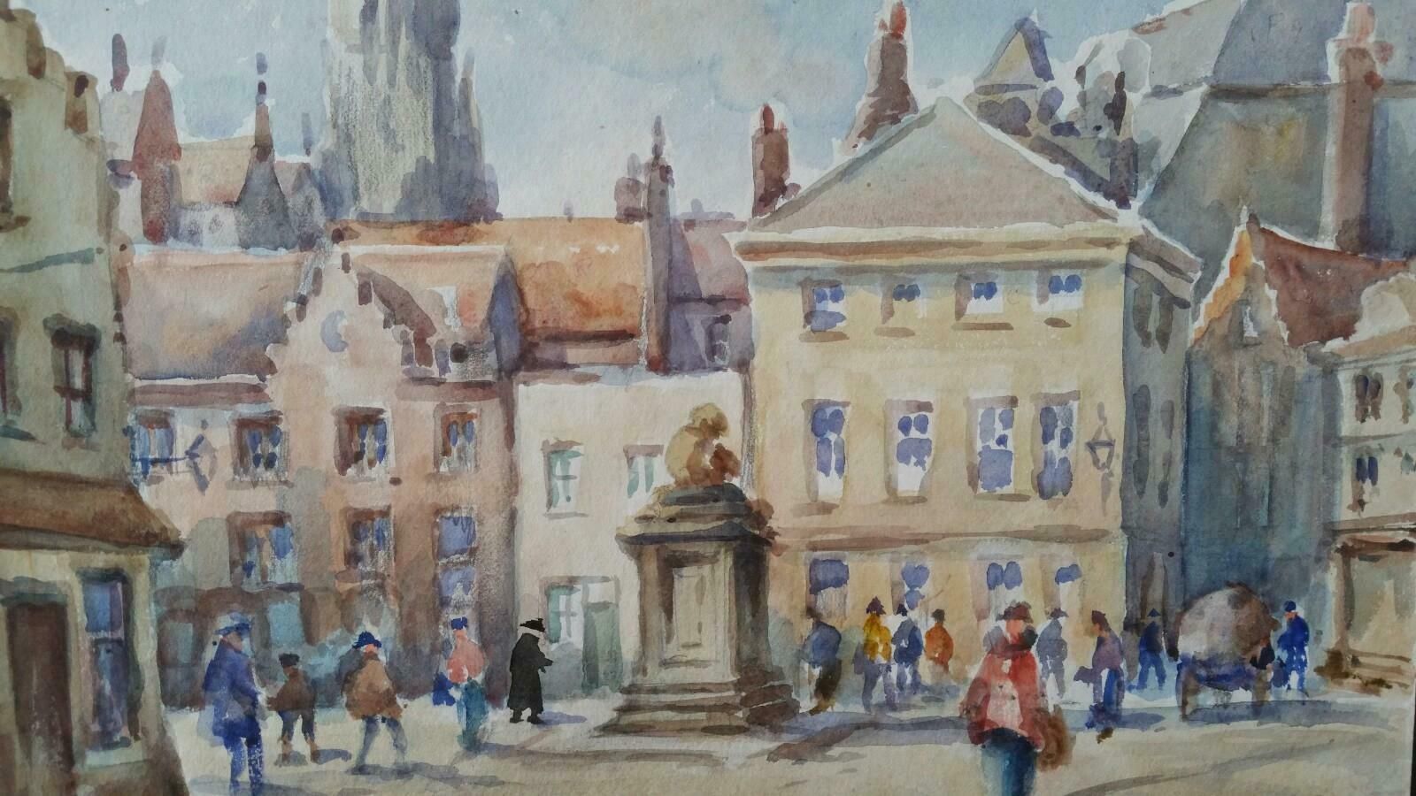 Leonard Machin Rowemid 20th Century, Belgium, A Morning In Bruges1950's