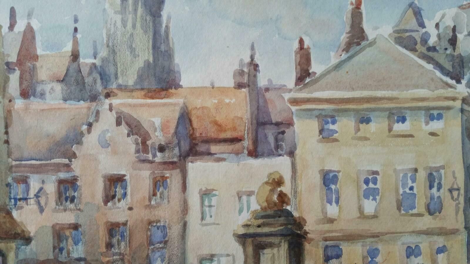 Leonard Machin Rowemid 20th Century, Belgium, A Morning In Bruges1950's photo vinterior