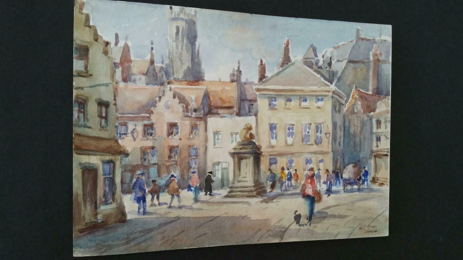 Leonard Machin Rowemid 20th Century, Belgium, A Morning In Bruges1950's photo buy