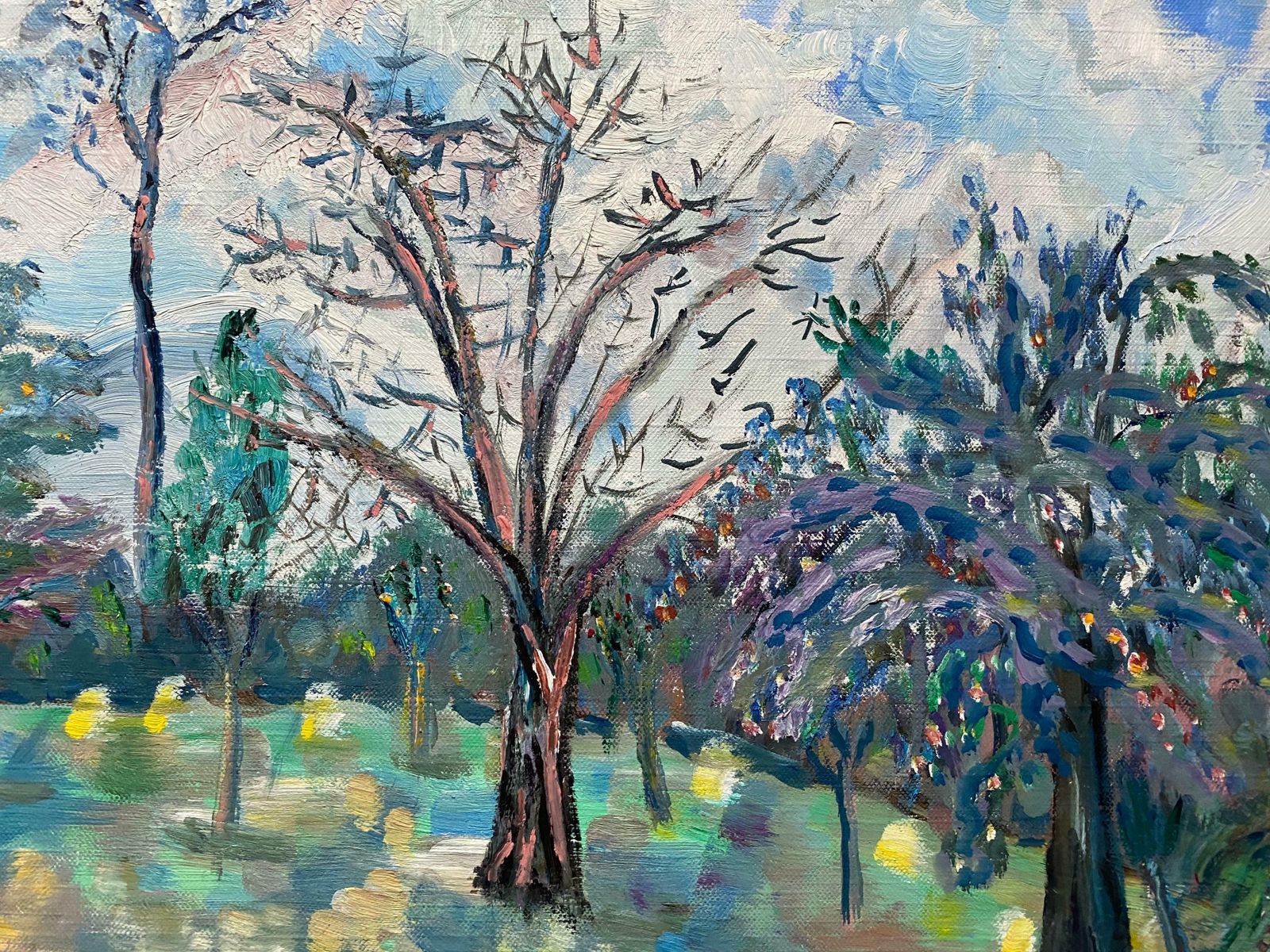 Unknownprovence Colorful Trees Landscape   French Impressionist Original Oil Paintingc.1950s photo for sale
