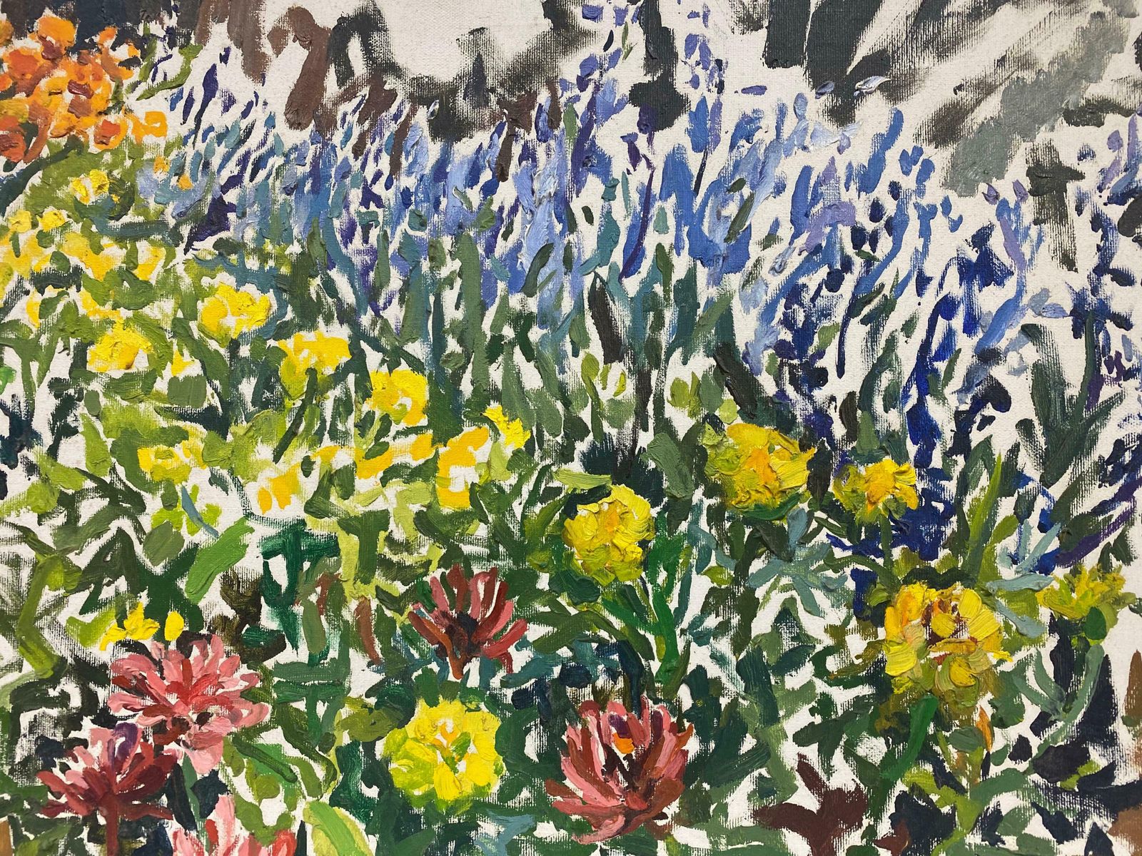Douglas Stuart Allenimpressionist Oil Painting   Beautiful Flower Field20th Century