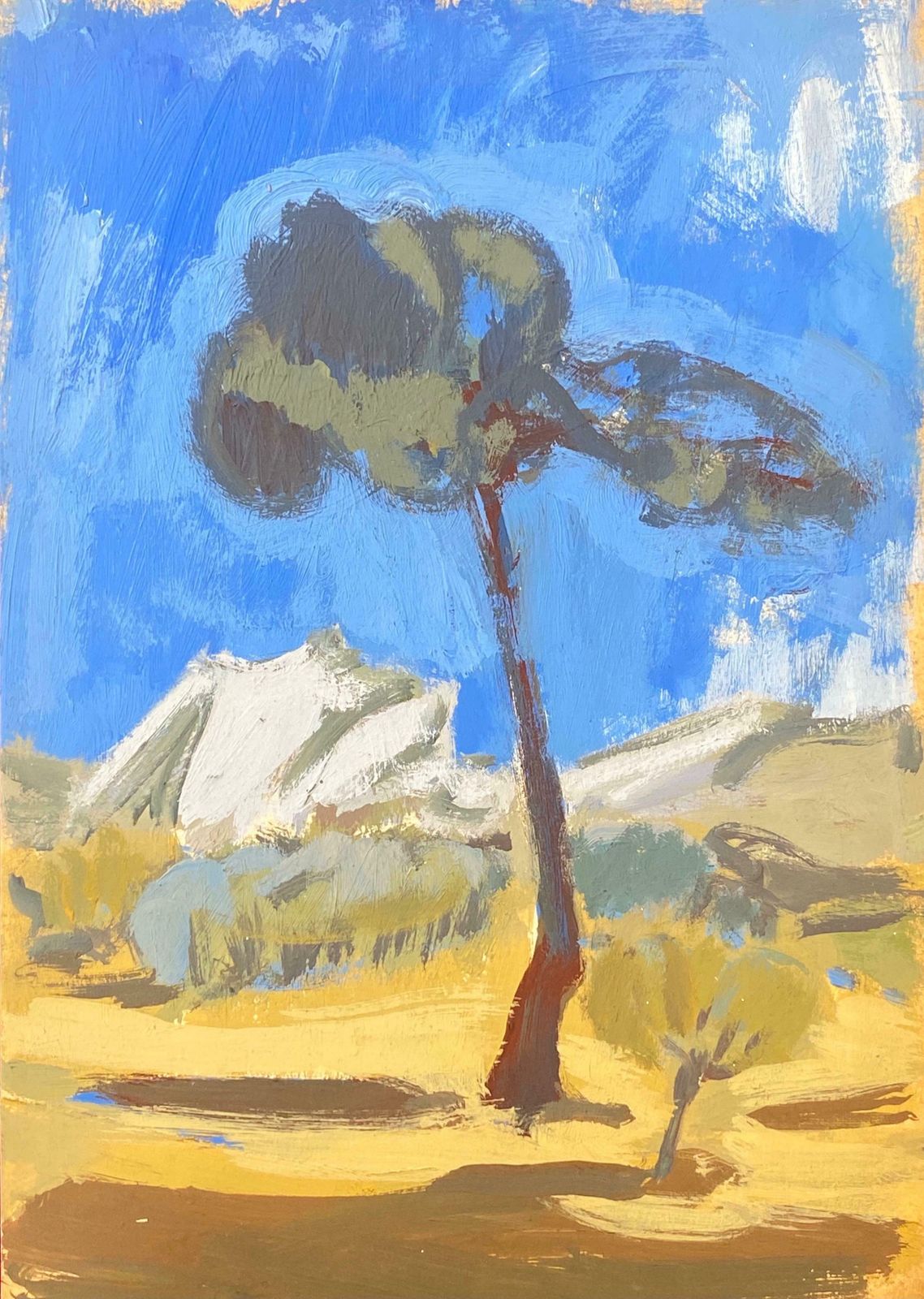 Elisabeth Hahn20th Century German Modernist Oil Painting Sun Scorched Landscape & Tree20th Century