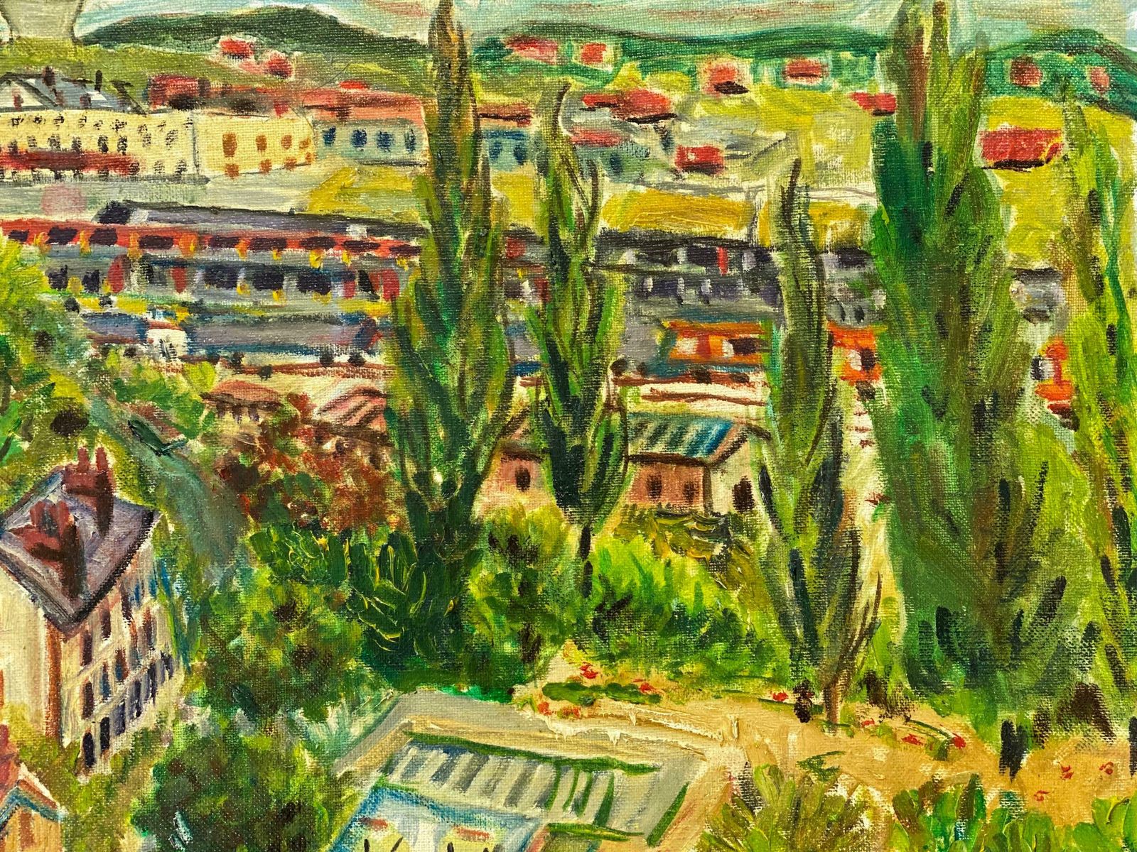 Post Impressionist Frenchlarge French Post Impressionist 20th Century Oil Painting On Canvas Green L/S photo furniture