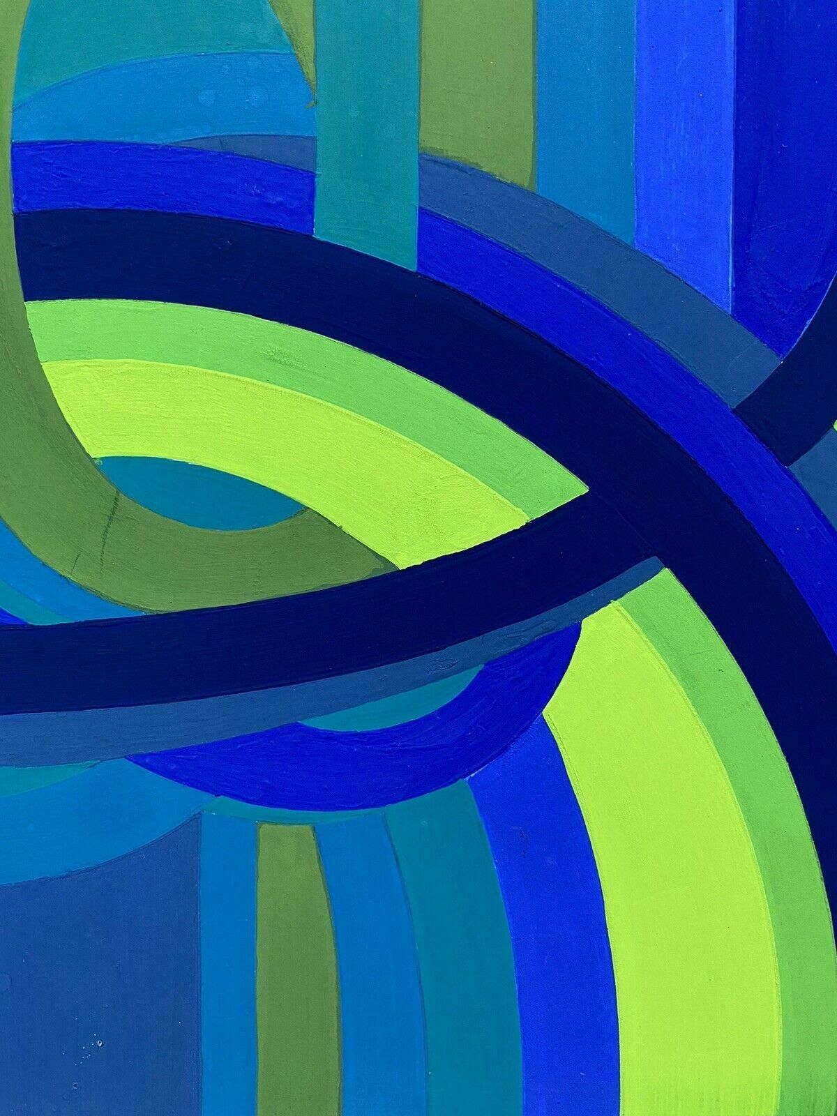 Arlette Martinarlette Martin (B1924) French Geometric Abstract Painting   Blue & Green Design20th Century photo 506.0