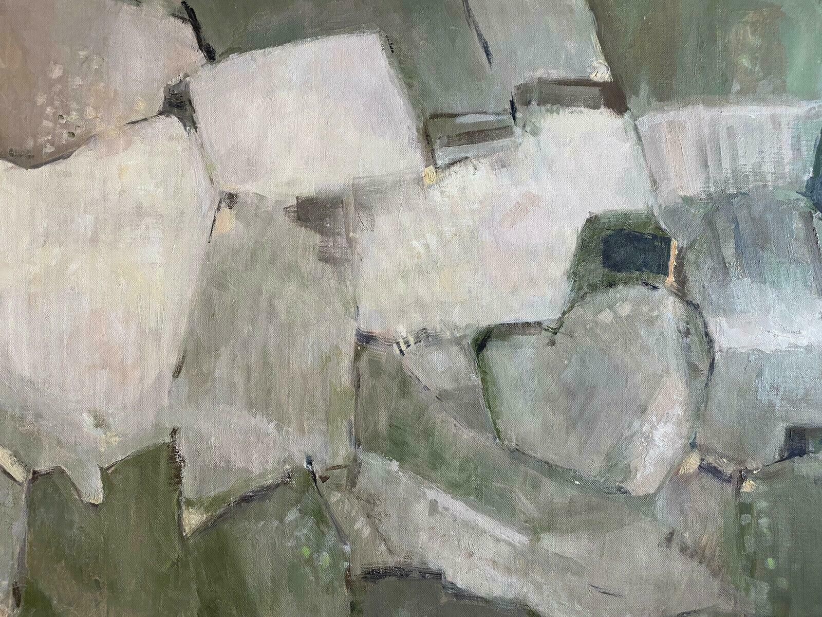 Yvette Dubois Habasqueyvette Dubois Habasque(1992 2016) French Cubist Abstract Painting Green And Greyc.2007 photo furniture
