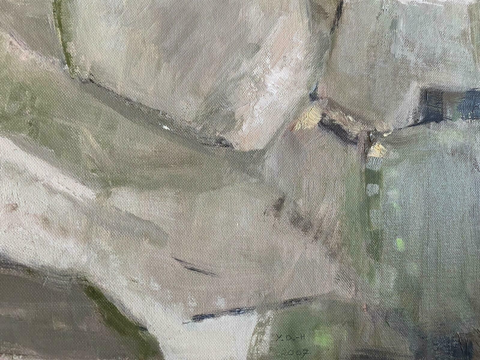 Yvette Dubois Habasqueyvette Dubois Habasque(1992 2016) French Cubist Abstract Painting Green And Greyc.2007 photo for sale