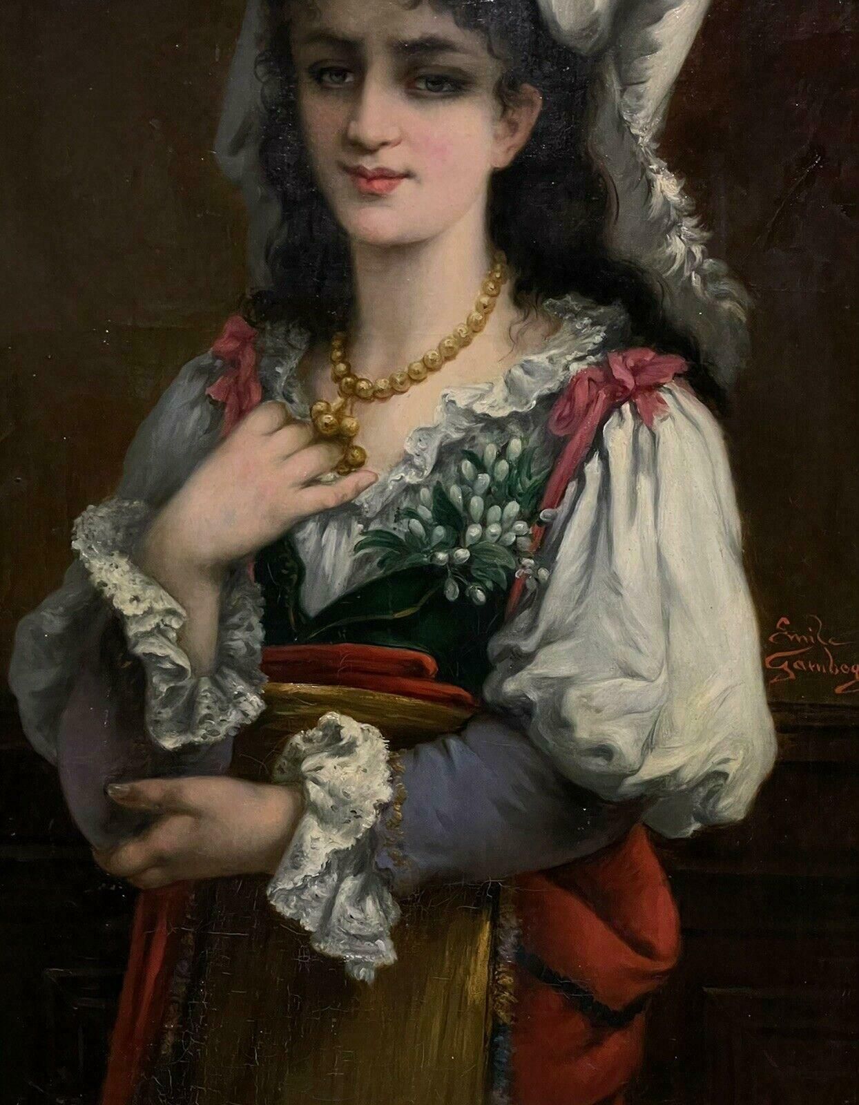 Italian 19thcfine 19th Century Italian Signed Oil Painting Portrait Of Young Lady, Gilt Frame photo Art