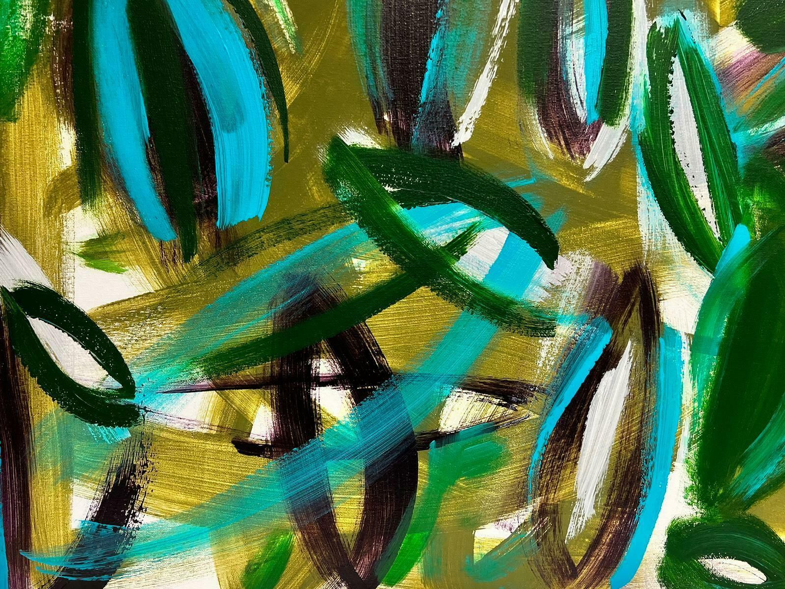 Robert Somertonhuge British Abstract Original Painting Green Beige Black Purple Colorsc. 2022 photo vinterior
