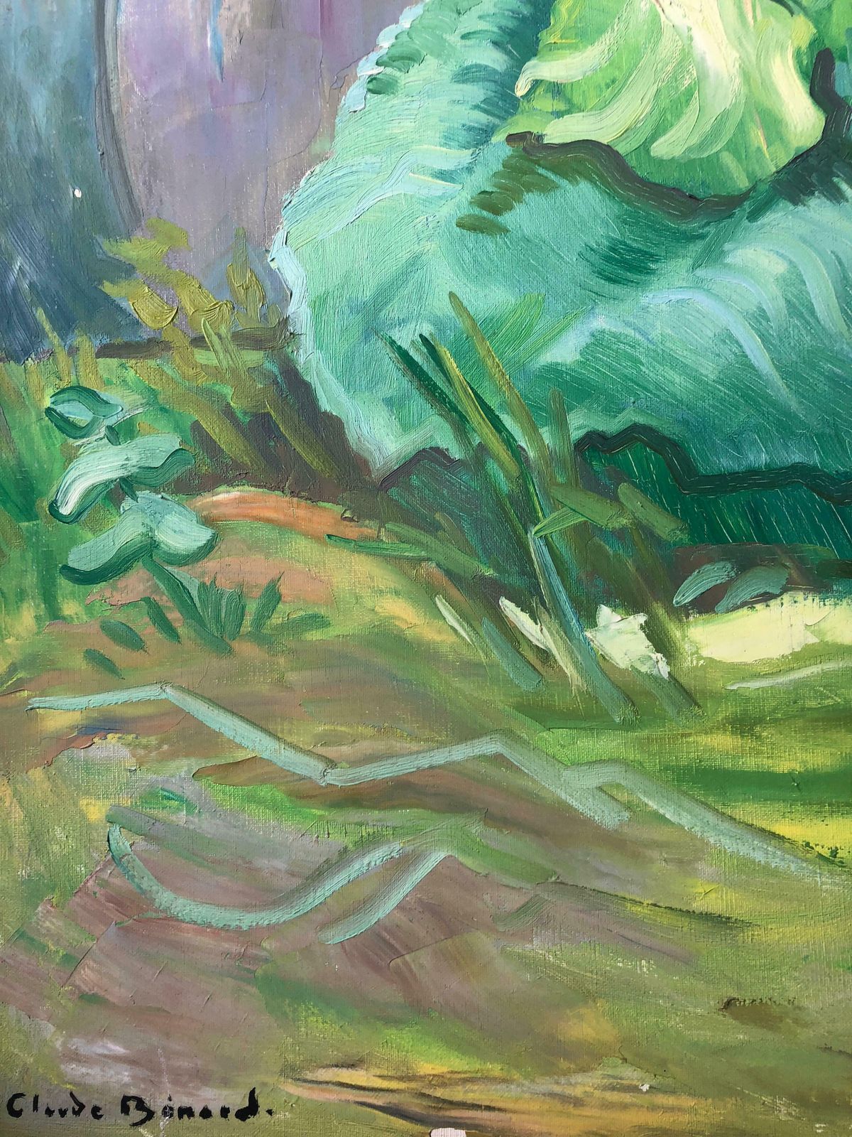 Claude Benardgiant Green Cauliflower Cabbage French Post Impressionist Signed Oil Paintingc. 1970's photo for sale