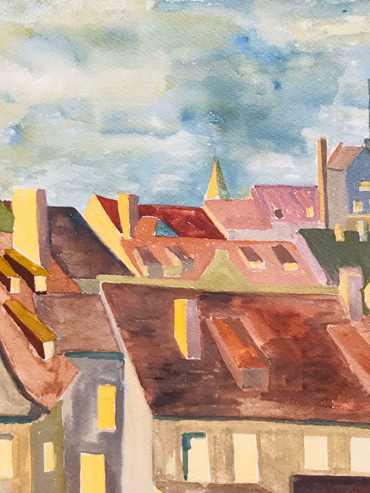 Bernard Labbe1950's Modernist/ Cubist Painting   French Landscape1950's photo for sale