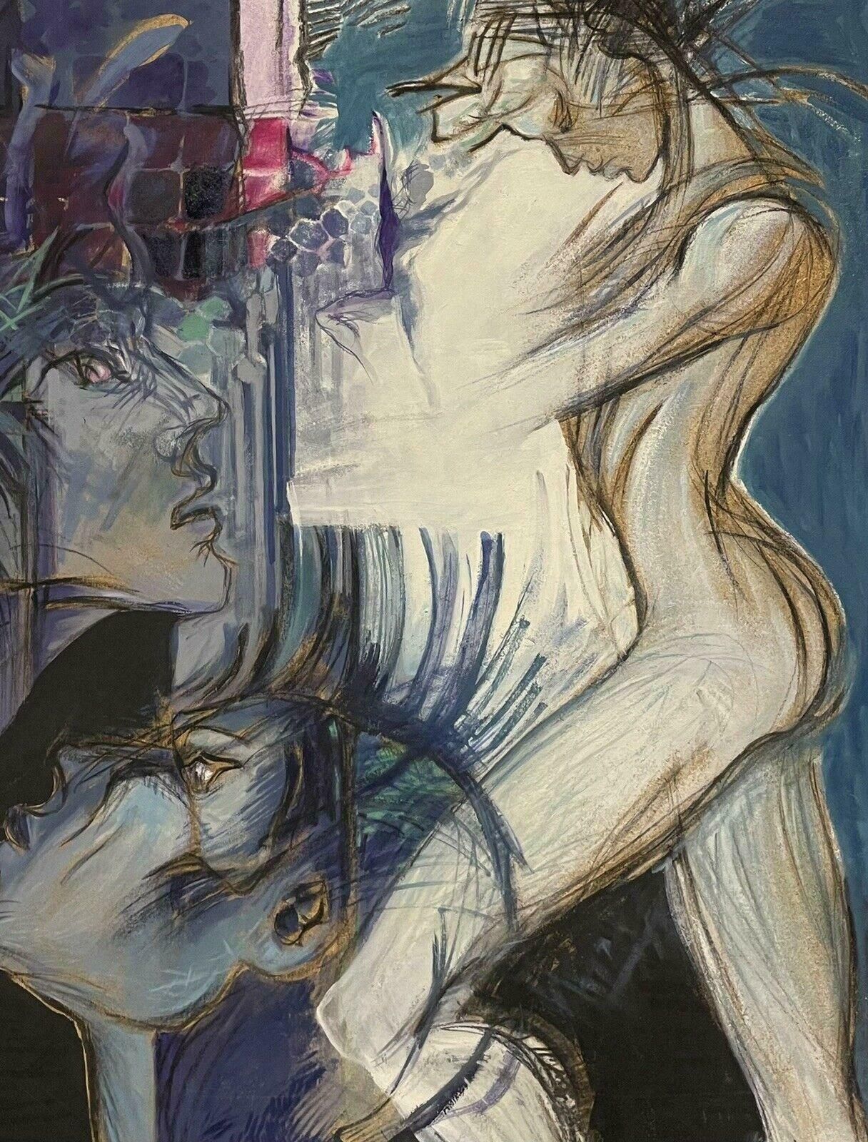 Arizzihuge Modernist Surrealist Oil Painting Nude Figure & Head Portrait All That Jazz photo for sale