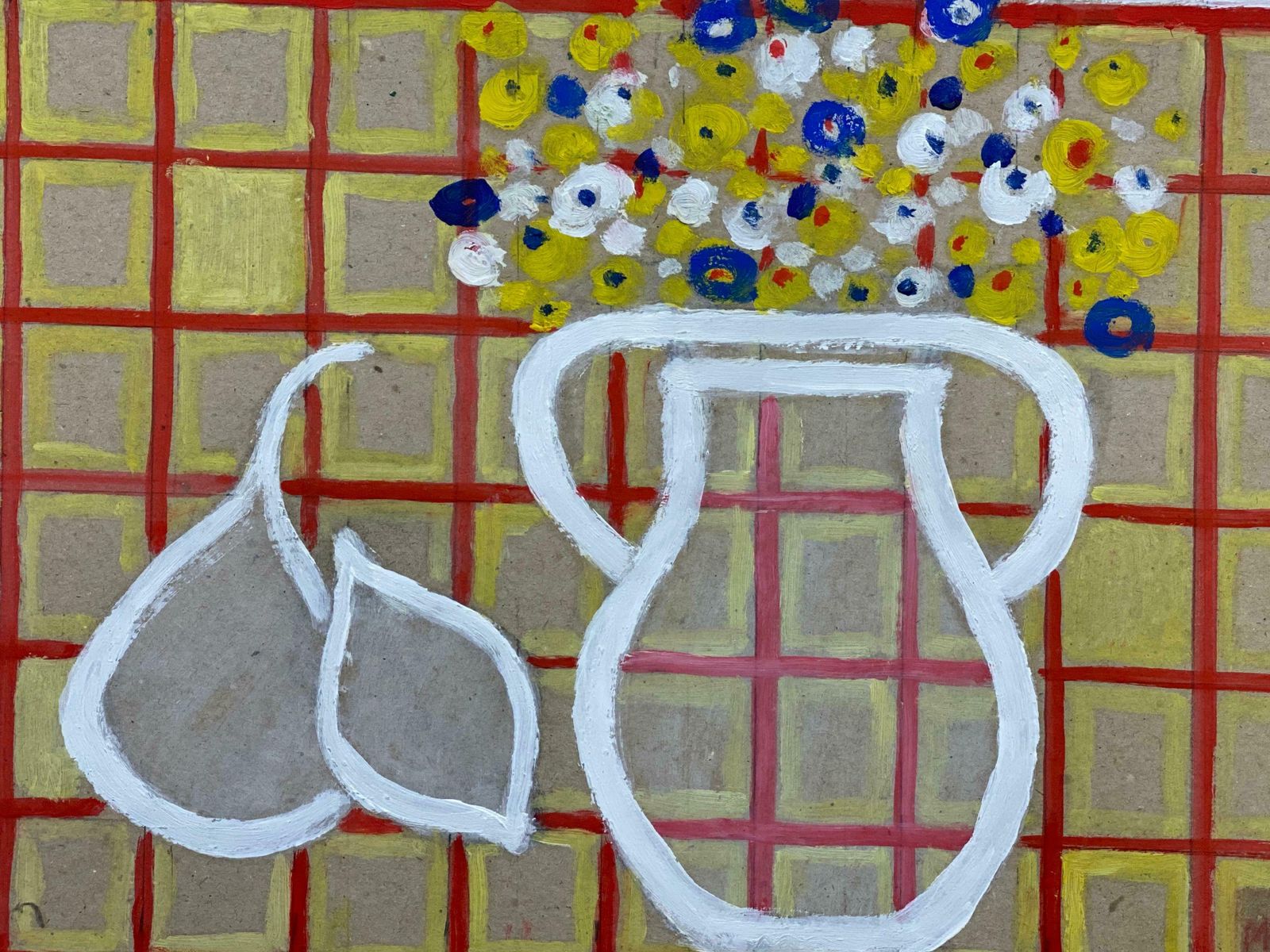 Marika Eversfieldmodern British Abstract Painting Still Life Flowers & Fruit