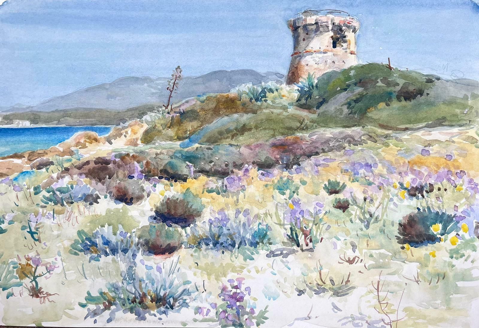 Jean Laforguemid 20th Century French Post Impressionist Painting Floral Hill Along The Beach