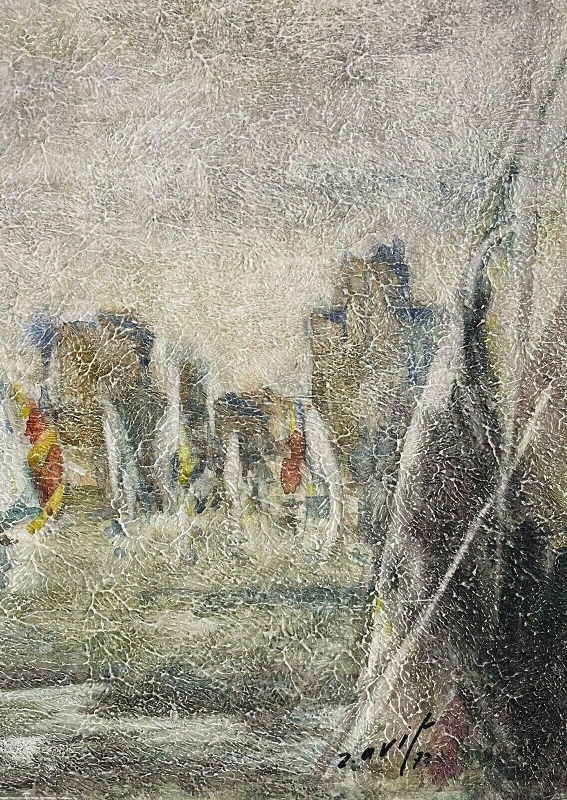 Unknownracing Yachts Flotilla At Sea, Signed 1970's French Modernist Oil Painting photo vinterior