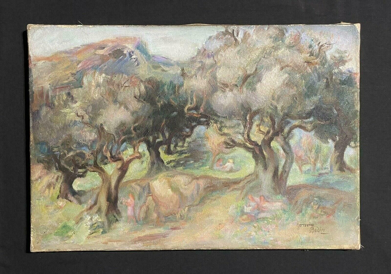 Germaine Bodinolive Groves In Provence, Signed Mid 20th Century French Post Impressionist Oil1950's photo furniture