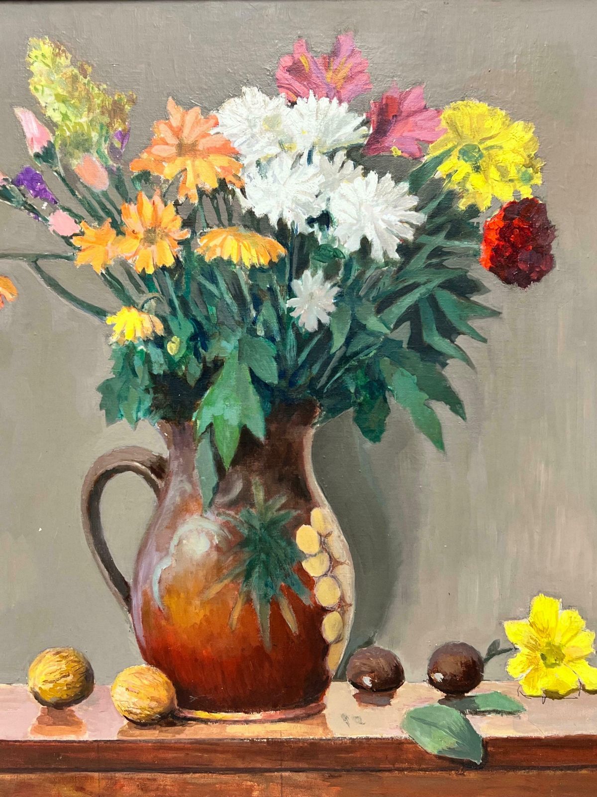 French Schoolbeautiful French Impressionist Oil Summer Bright Flowers In Vase, Original Work photo 2043.0