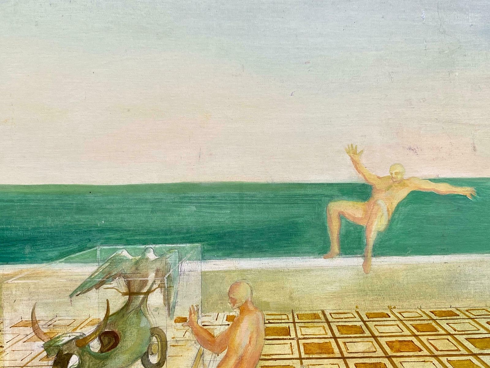 Andresfrench Surrealist Oil Painting Figurative Scene Male Nudes In Desertc. 1970s photo buy
