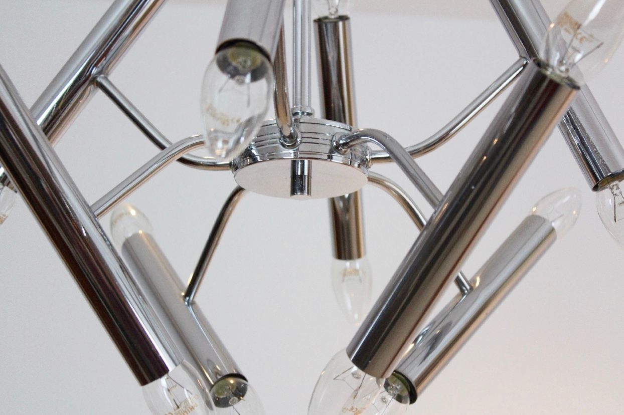 Geometrical Chrome Chandelier From Boulanger, 1960s photo Lighting