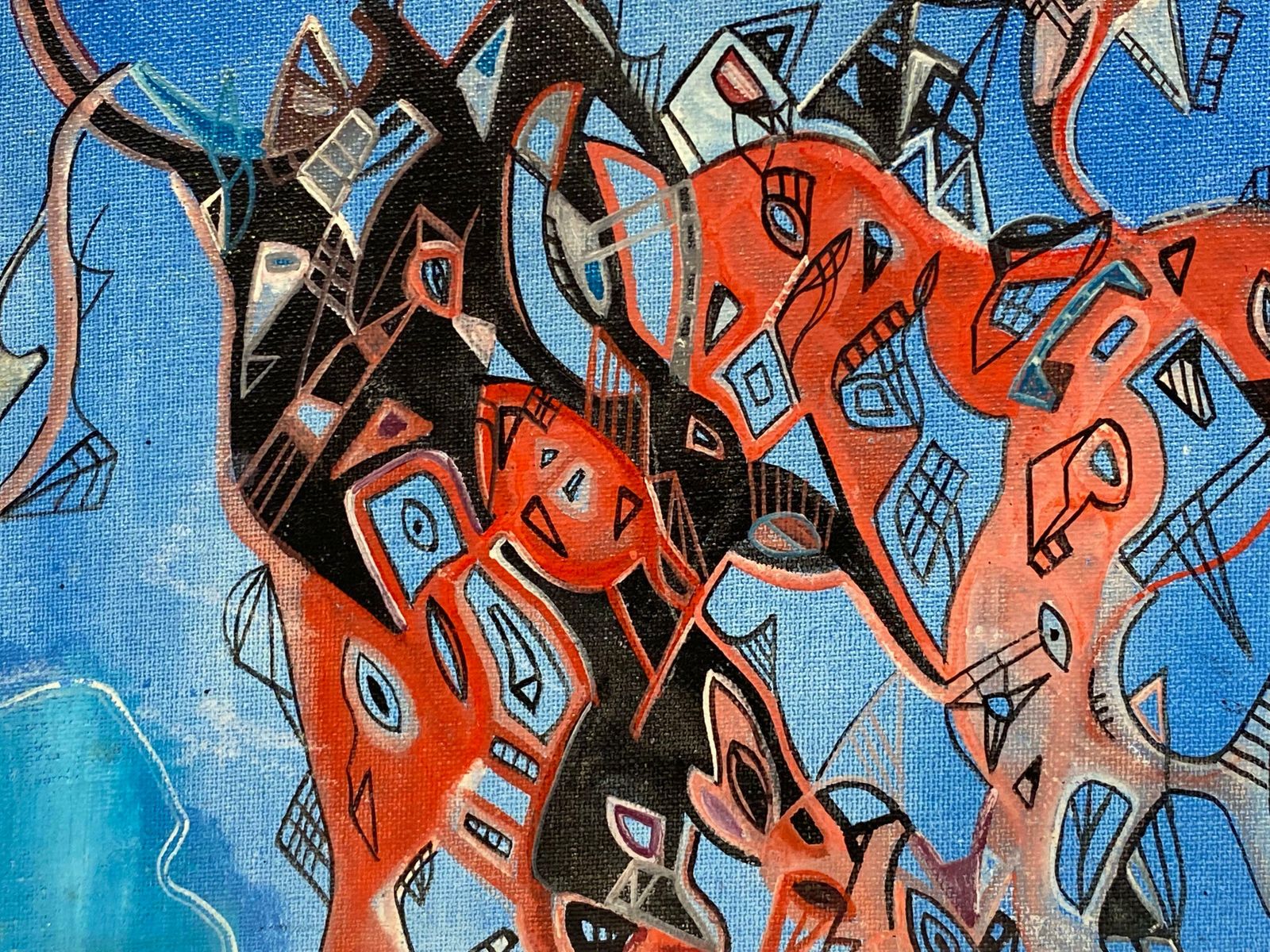 Unknownbright & Colorful French Signed Abstract Oil Painting Amazing Shapes & Colors photo Art