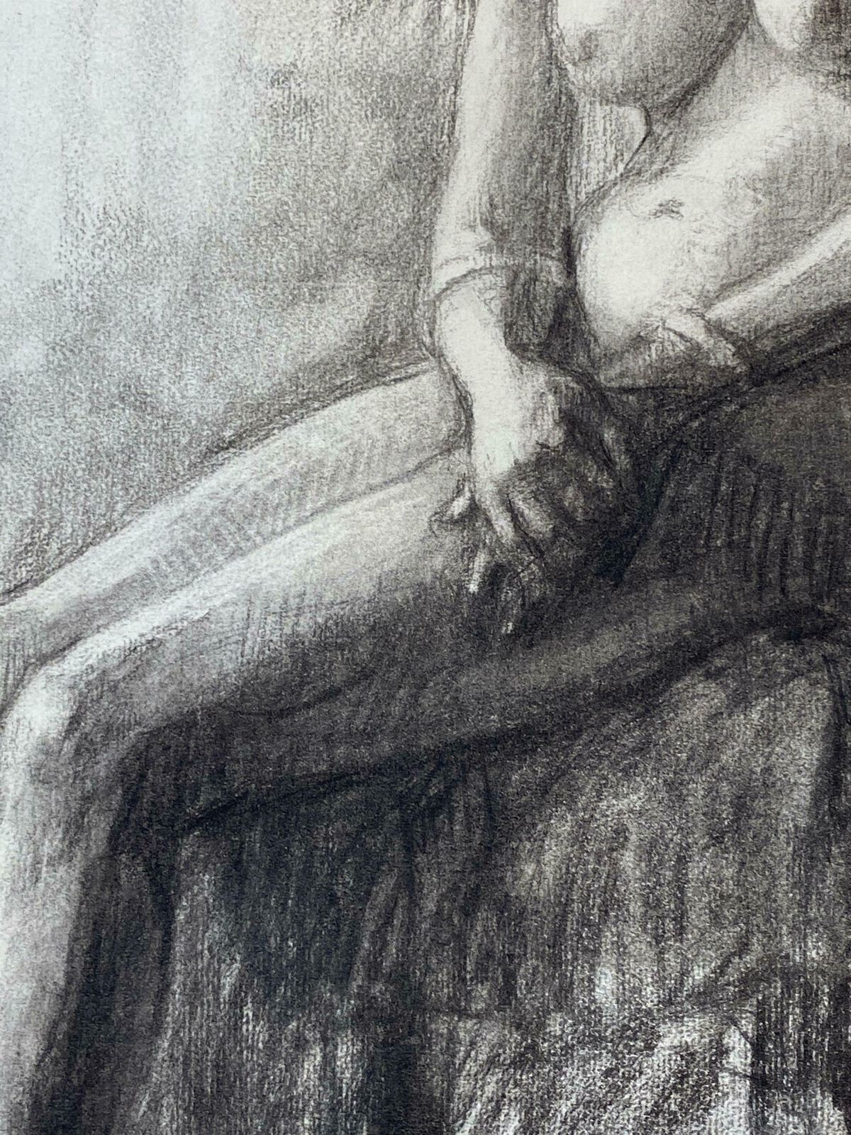 Unknown1920's French Charcoal Sketch Of Seated Nude Lady The Artists Model1920's photo vintage