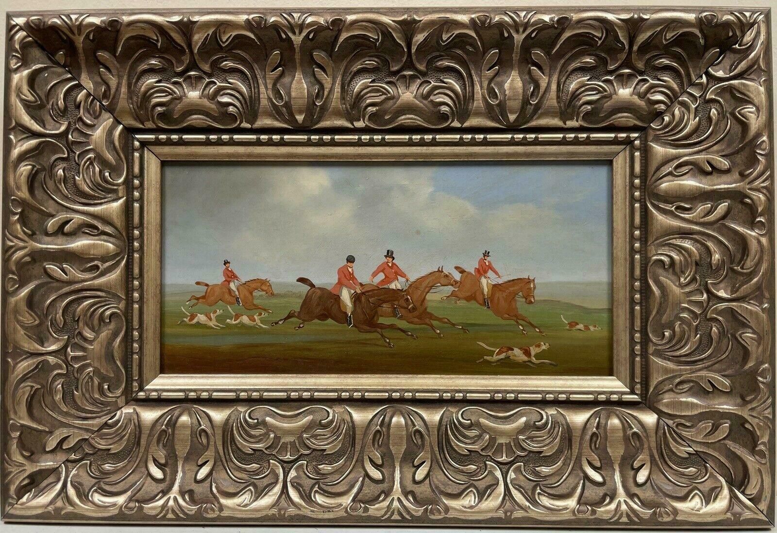 William Rowlandset Of 4 Original British Oil Paintings   Hunting Scenes   Oils On Panel Framed photo furniture