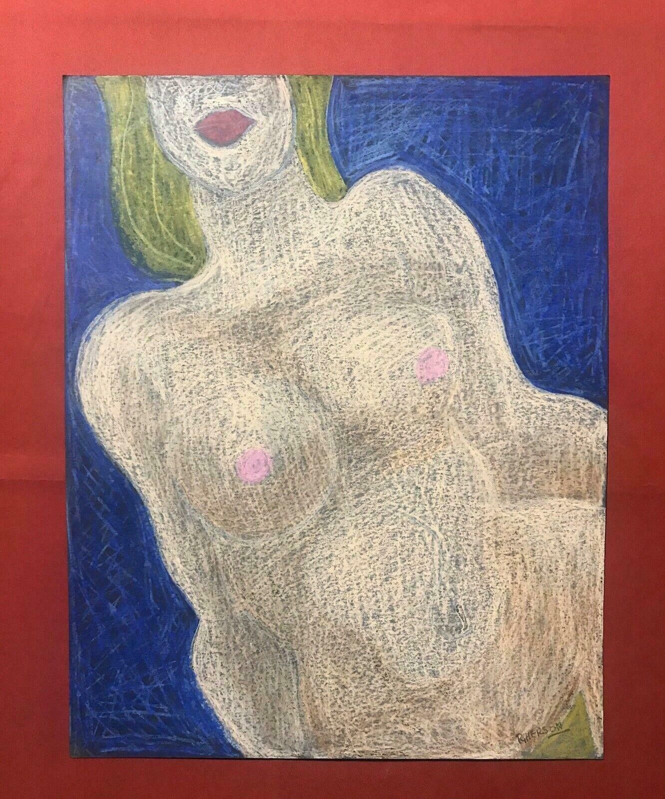 Roger Hersonsigned French Abstract Nude Painting   Rouen Painter 20th Century photo furniture
