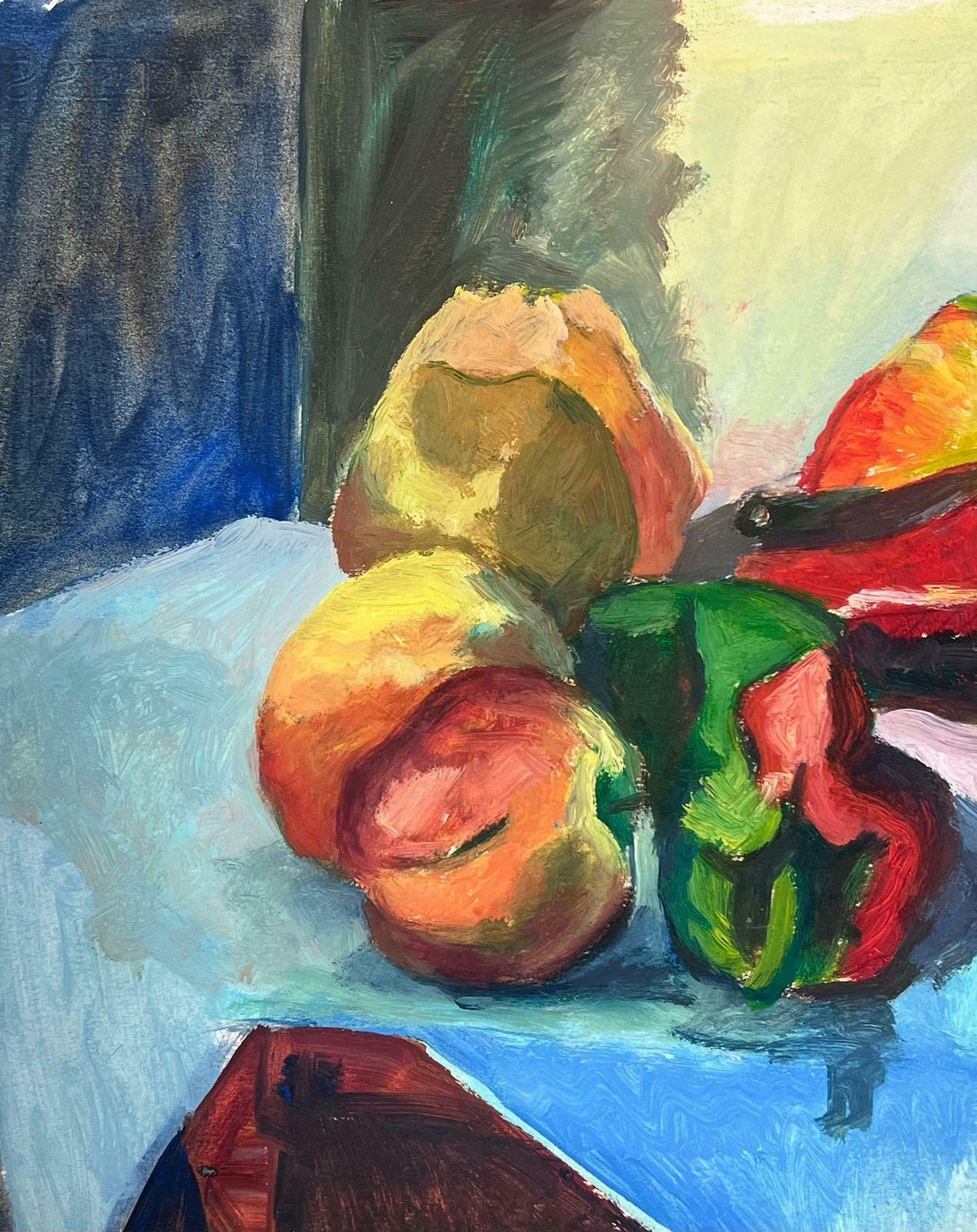 Guy Nicod 20th Century French Modernist Painting Pepper Still Life photo furniture