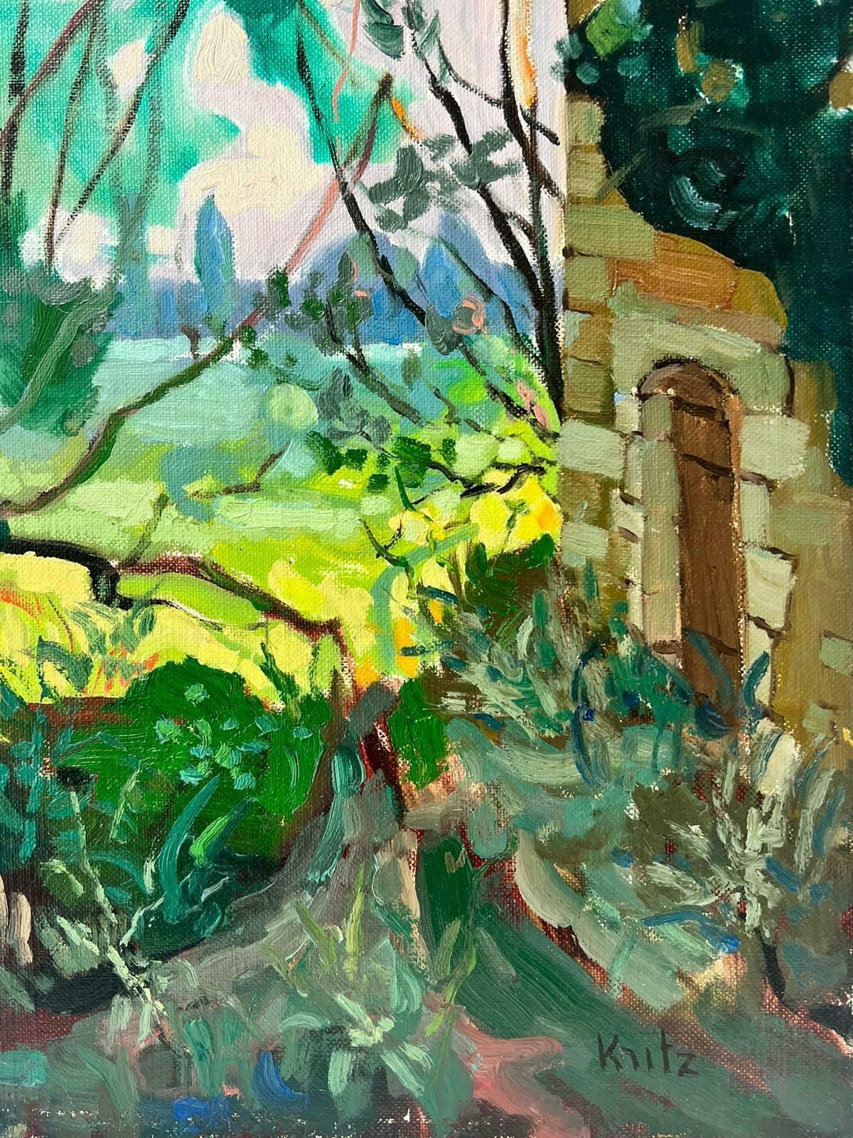 Michel Kritzpost Impressionist French Signed Oil Leafy Green Trees Chateau Parkland photo Art