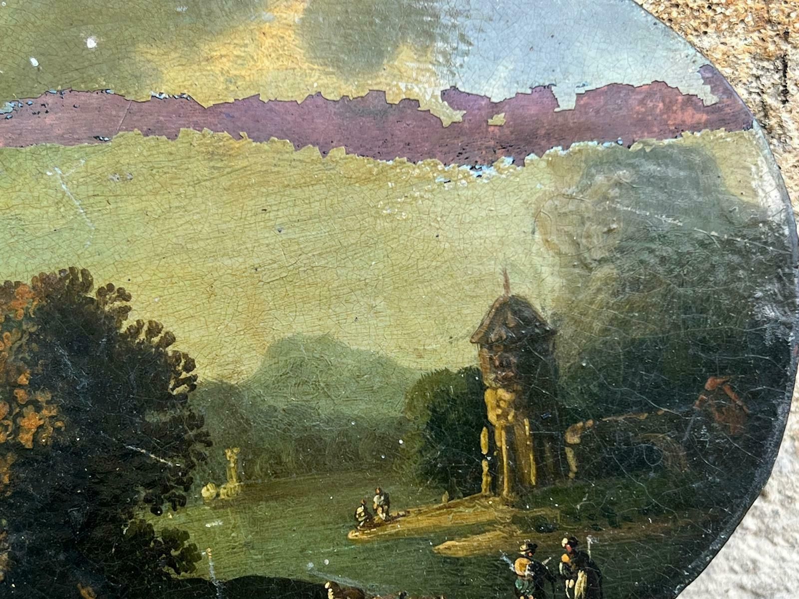 French Schoolfrench Old Master Antique Oil Painting For Restoration Figures Classical Landscp photo furniture