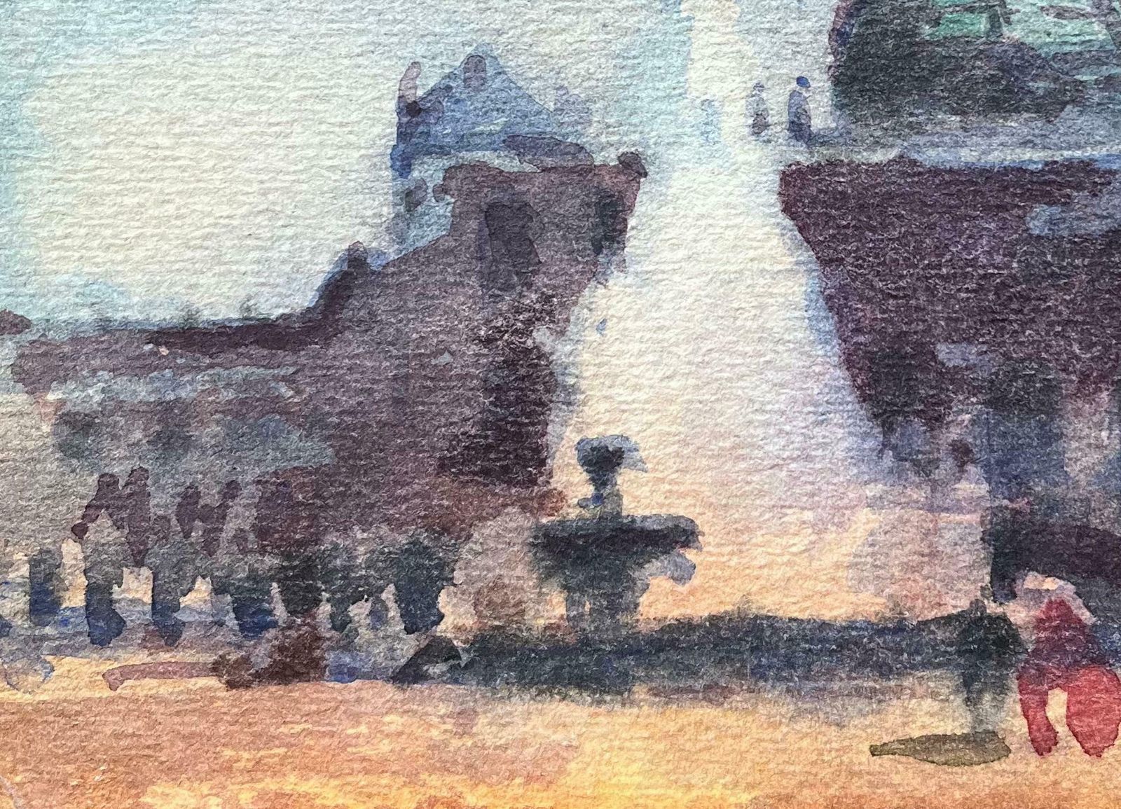 Maurice Mazeiliefrench Impressionist Watercolor Of Grand Domed Structure At Dusk In Paris20th Century photo 235.0