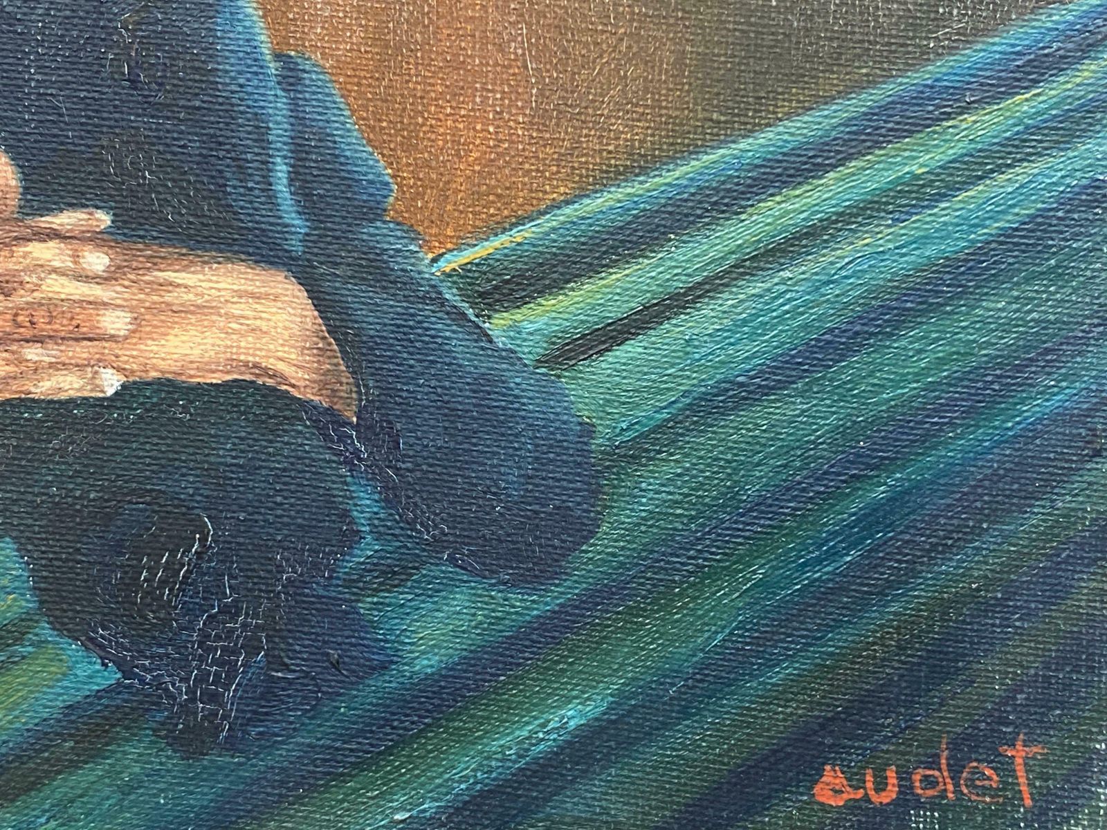 Fernand Audetfernand Audet (1923 2016) French Signed Oil Elderly Lady Sleeping On Benchc. 1960's photo Art
