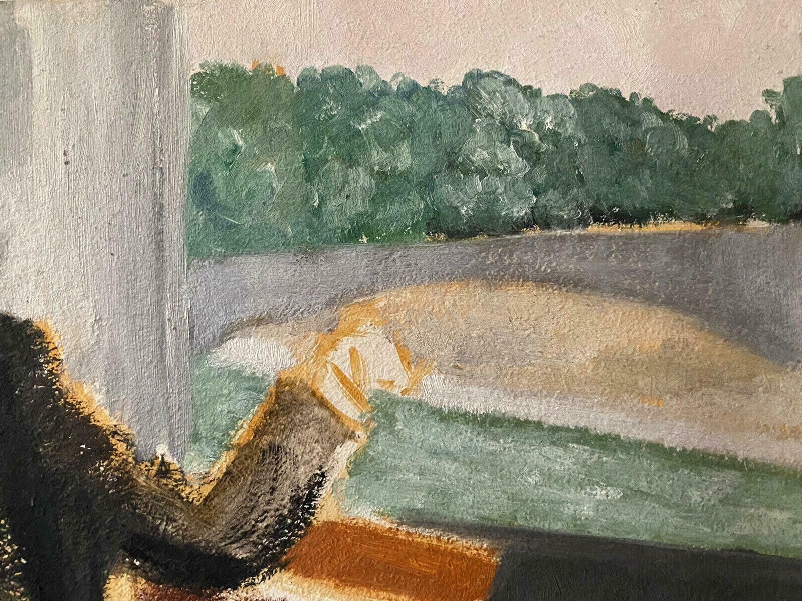 Genevieve Zondervan (1922 2013)genevieve Zondervan (1922 2013) French Oil Painting   Man Looking Out Of Windowc. 1990's photo Art
