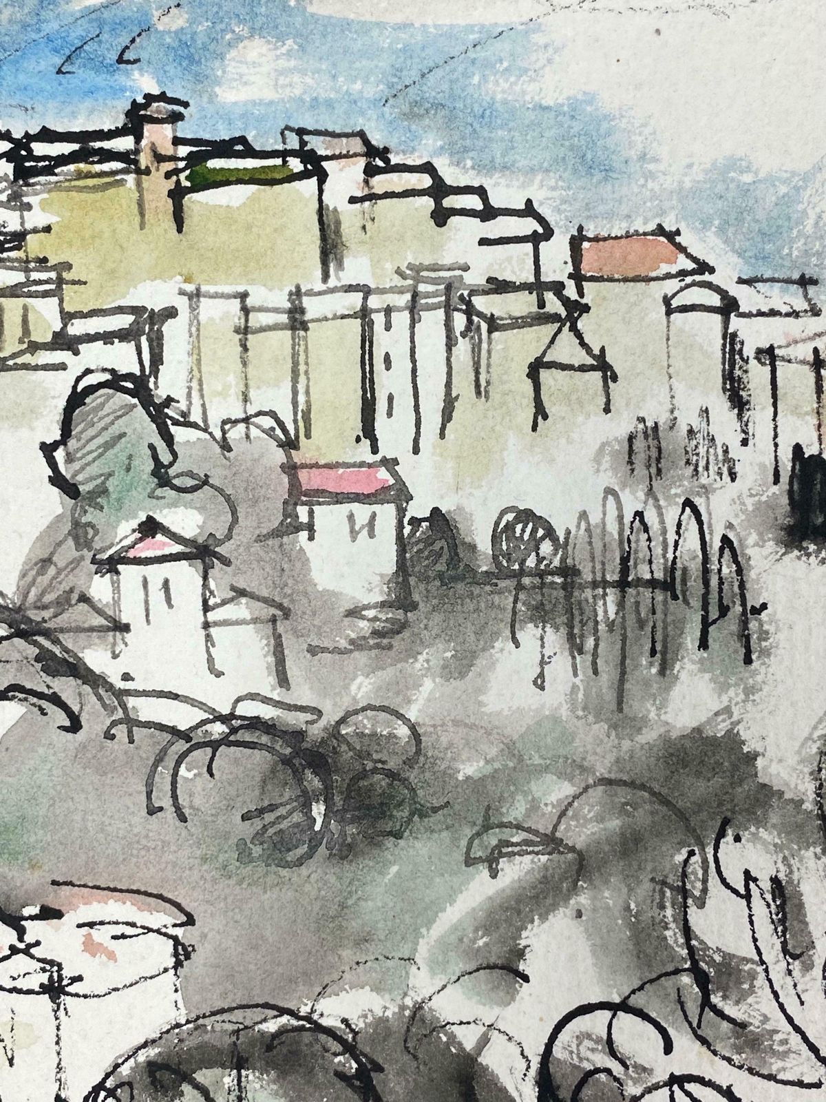 Akos Biroprovence Hill Perched Village, French Expressionist Original Paintingc.1980s photo furniture