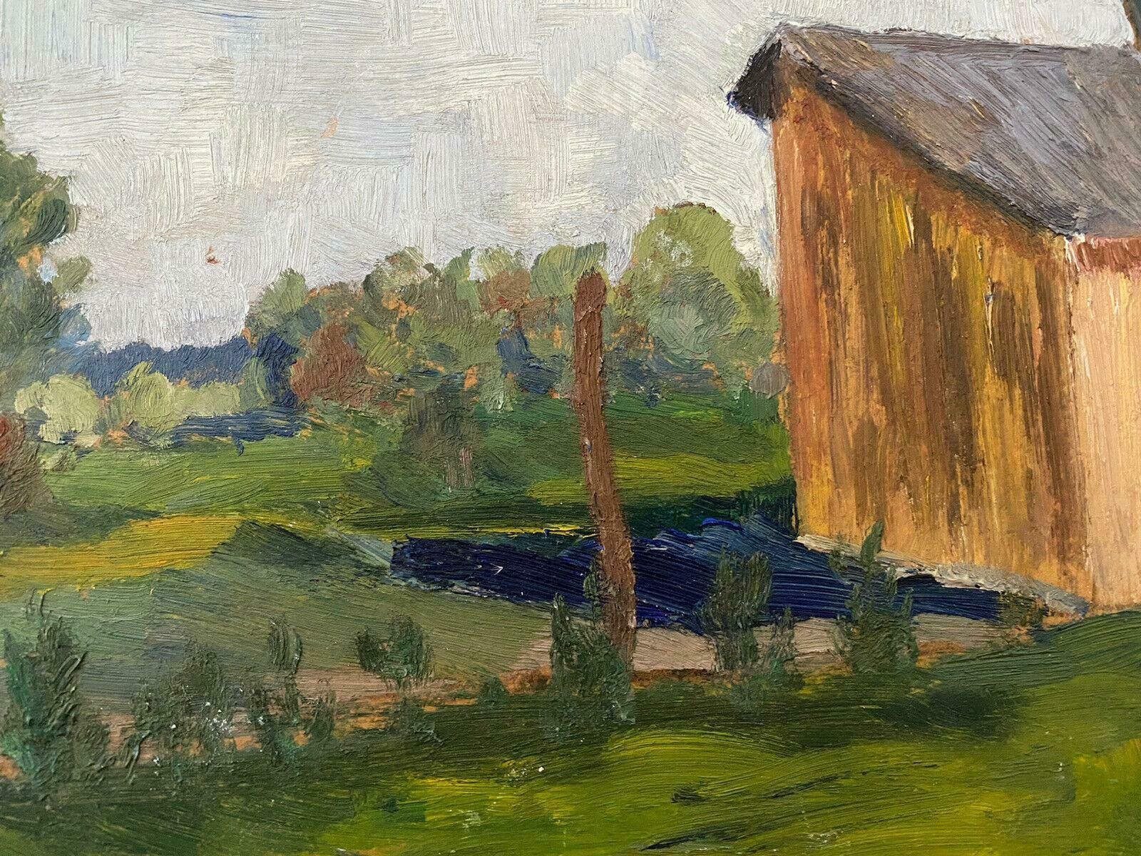 Genevieve Zondervan (1922 2013)genevieve Zondervan (1922 2013) 20th C. French Oil Painting   Building In Fieldsc. 1990's photo Art