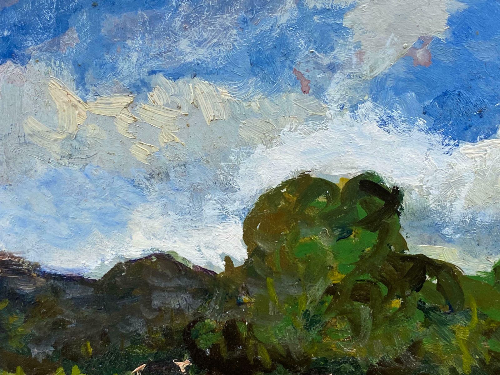 Maurice Mazeiliefrench Impressionist Oil   Pastoral Landscape Lush Green Fields photo for sale