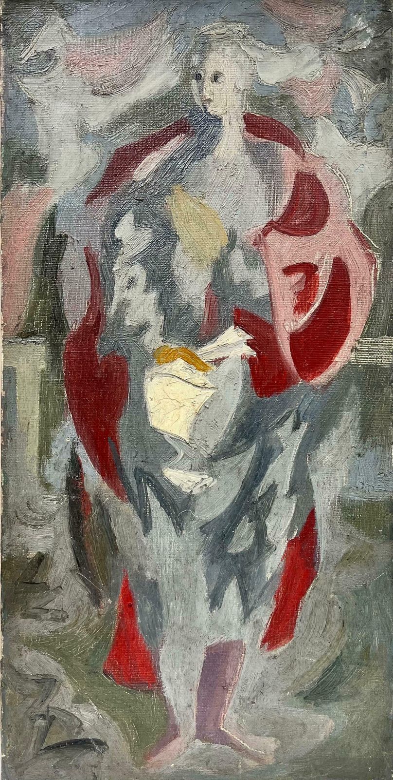 French Schoolmid 20th Century French Modernist Oil Abstract Figure