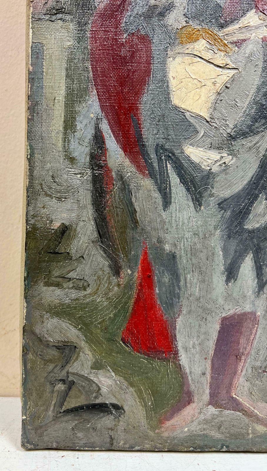 French Schoolmid 20th Century French Modernist Oil Abstract Figure photo Art