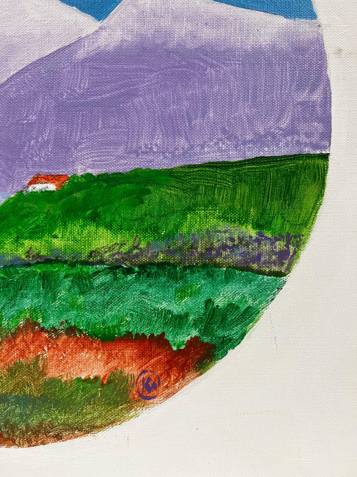 20th Century French Schoolcontemporary British Abstract Painting Light Open Field Mountain Landscape photo Art