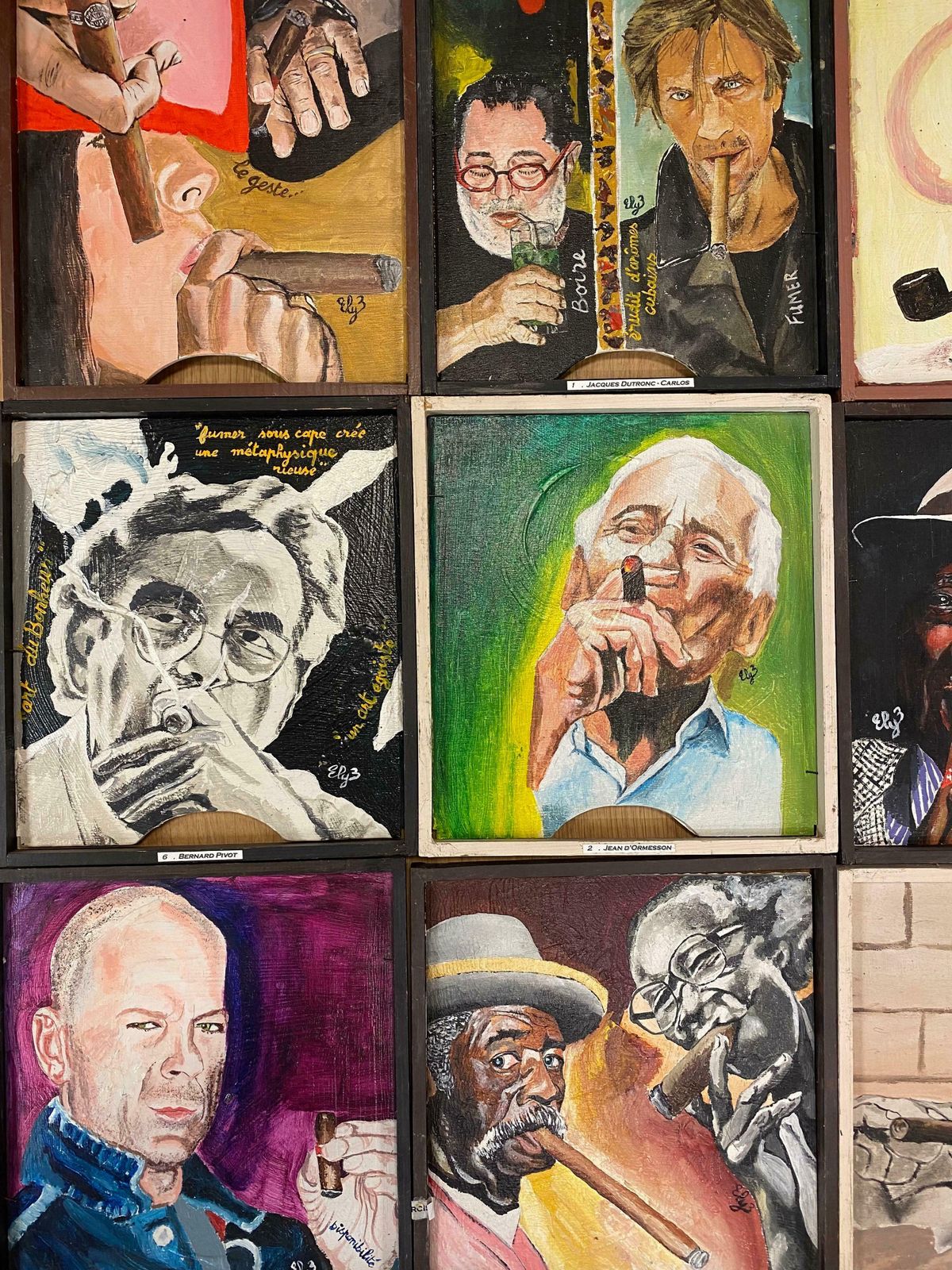 Unknowngallery Wall Group Set Of 21 Original French Oils   Portraits Of Cigar Smokersc. 2004 photo furniture
