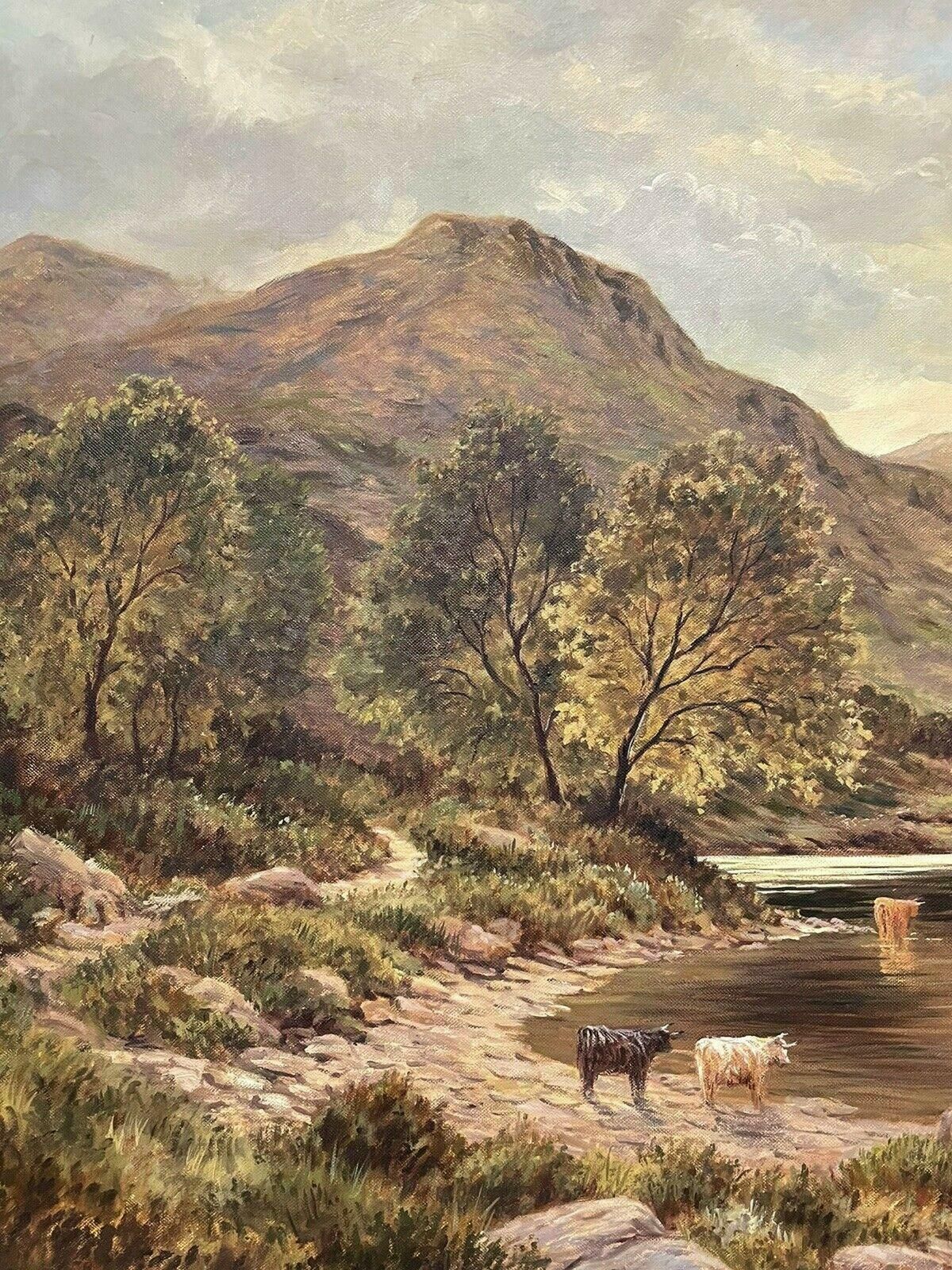 J. Hamilton Georgesigned Scottish Highlands Loch Scene & Cattle Oil Painting   J. Hamilton George20th Century photo for sale
